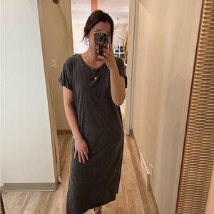 Washed Black Midi Tee Dress - Relaxed Everyday Style